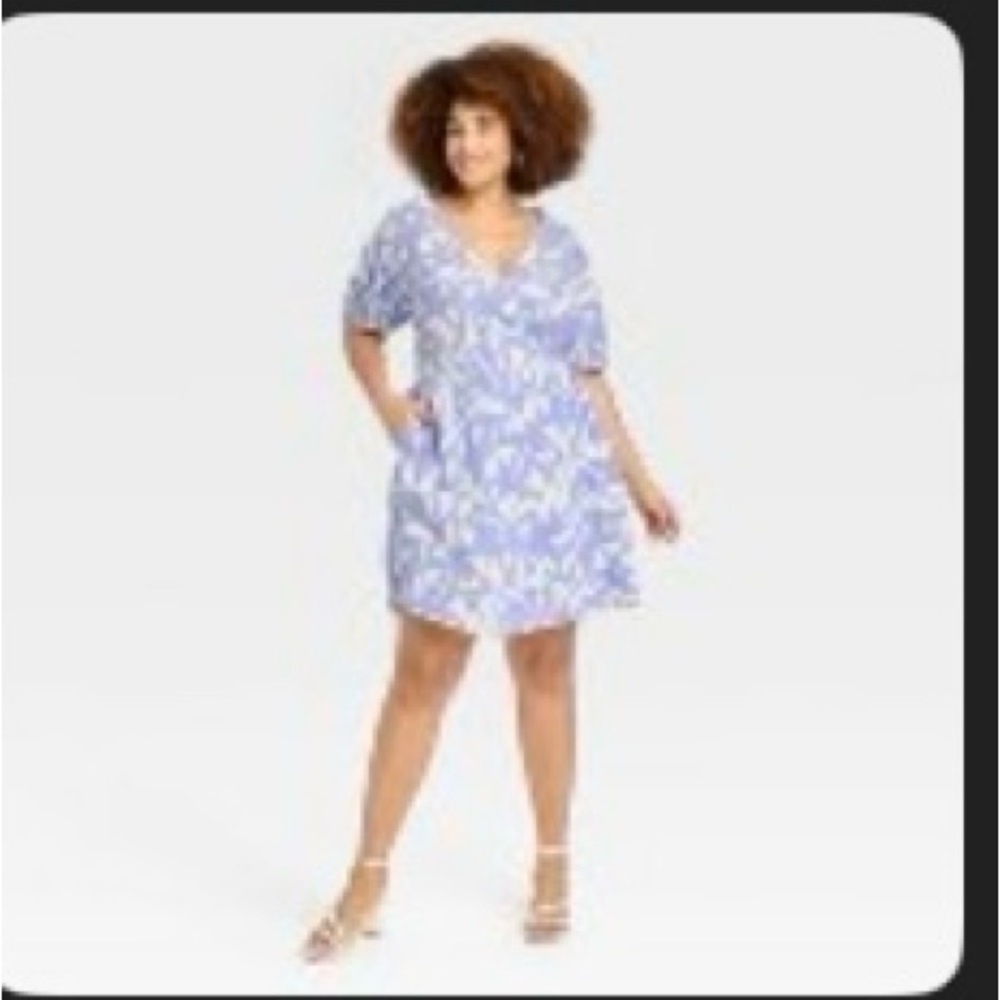 Blue and White Floral Dress